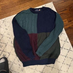 Vintage Color Block 100% cotton sweater